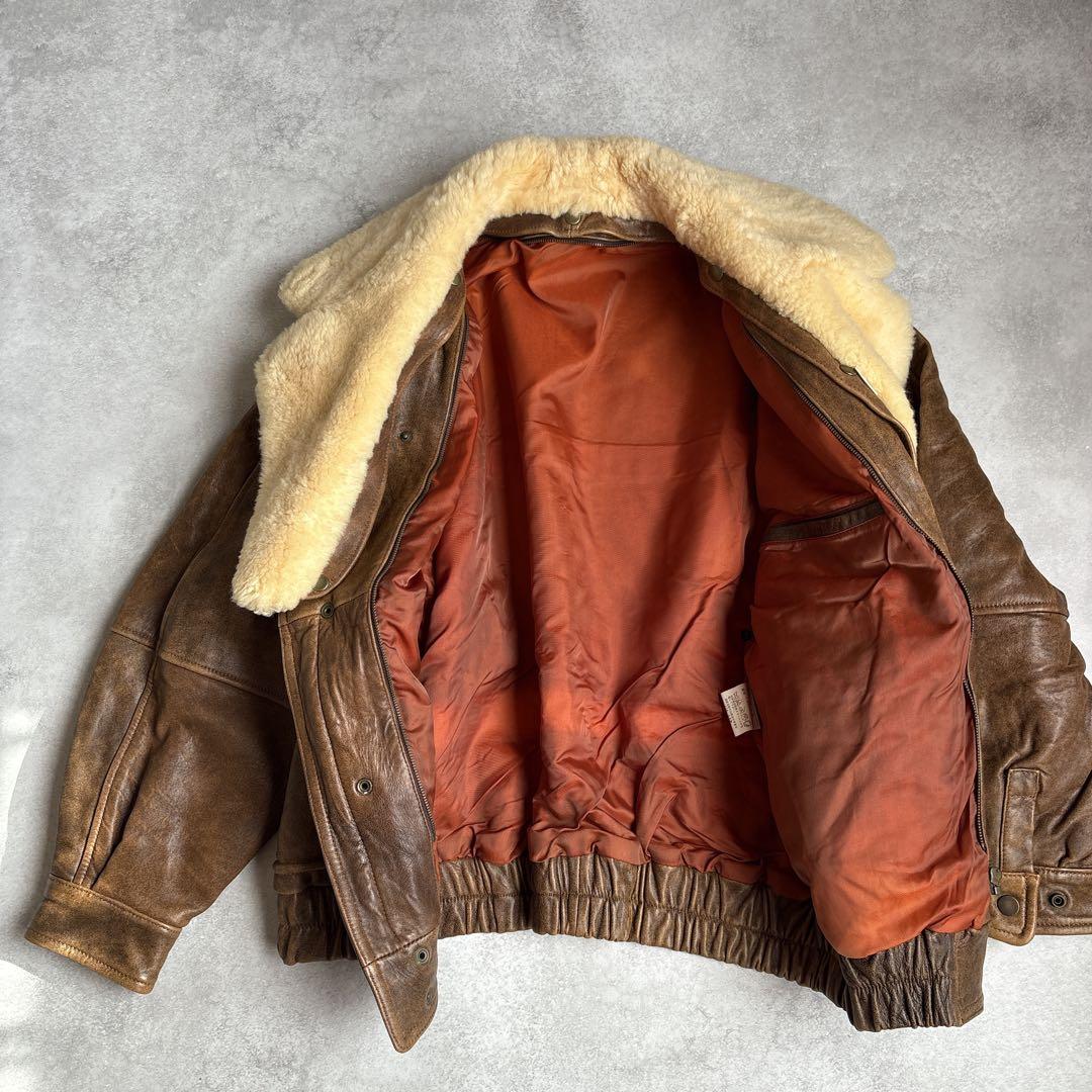 G-1シープスキンレザージャケットフライトジャケットジップアップブルゾン4way