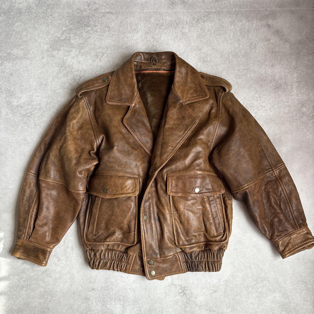 G-1シープスキンレザージャケットフライトジャケットジップアップブルゾン4way