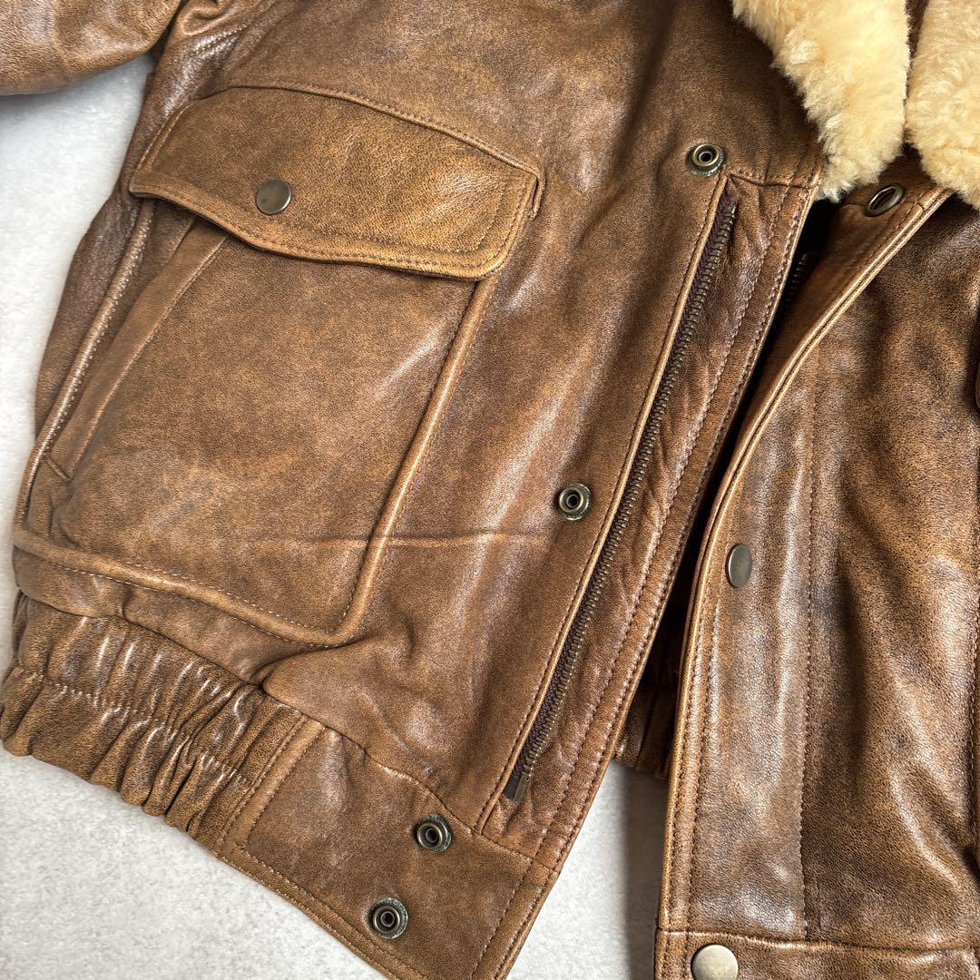 G-1シープスキンレザージャケットフライトジャケットジップアップブルゾン4way