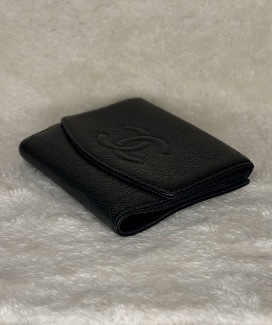 【CHANEL✨】二つ折り財布 キャビアスキン ブラック