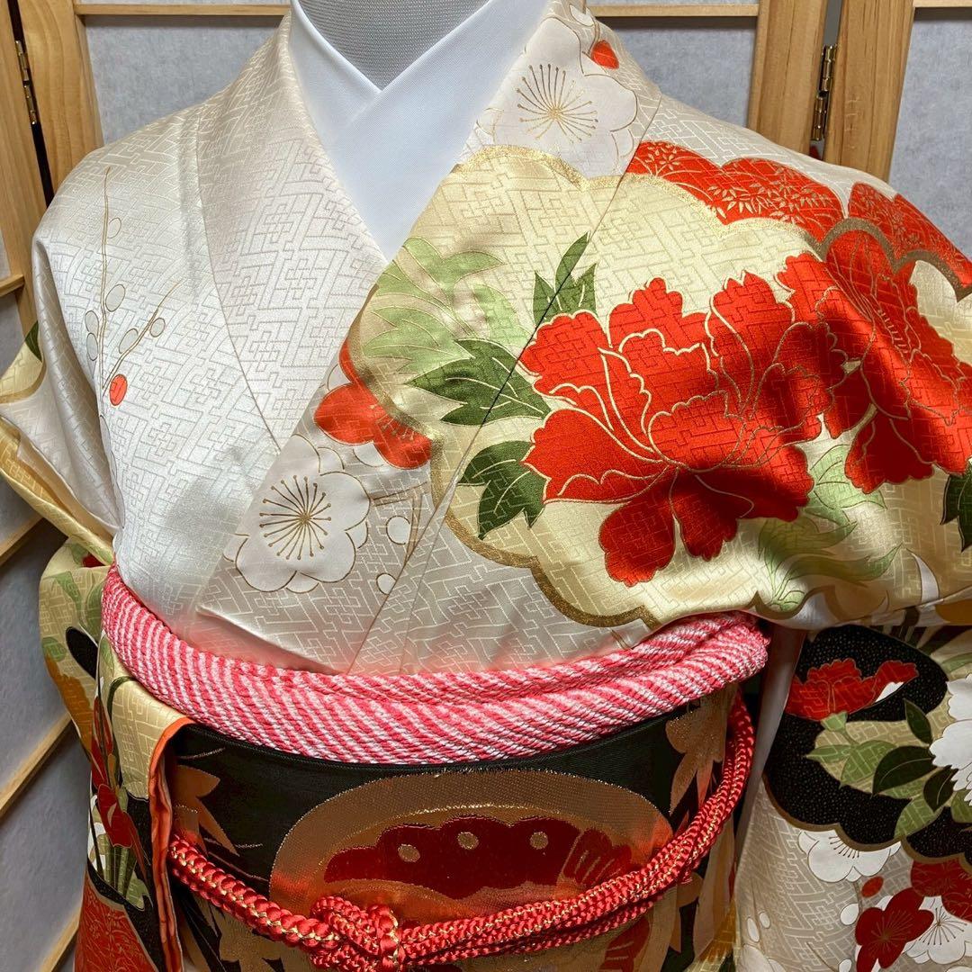 波乗りジョニー様［7180］振袖 草花文 駒刺繍 成人式 卒業式 正絹 着物 袷