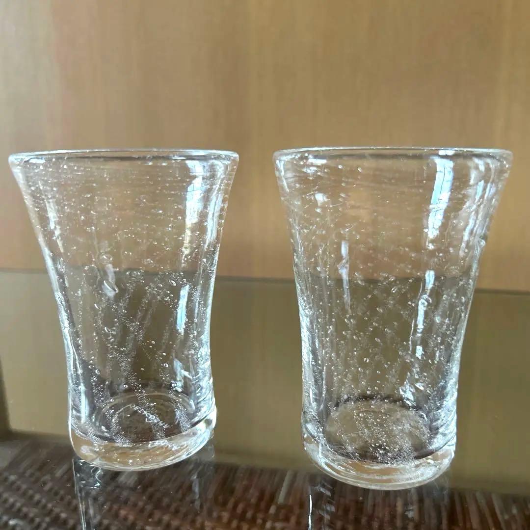 新品◆91 荒川尚也　螺旋状　アワグラス　宙吹きガラスコップ　４客　晴耕社ガラス