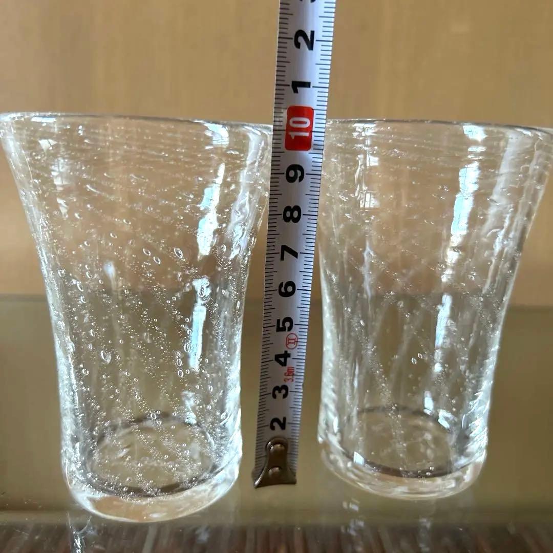 新品◆91 荒川尚也　螺旋状　アワグラス　宙吹きガラスコップ　４客　晴耕社ガラス