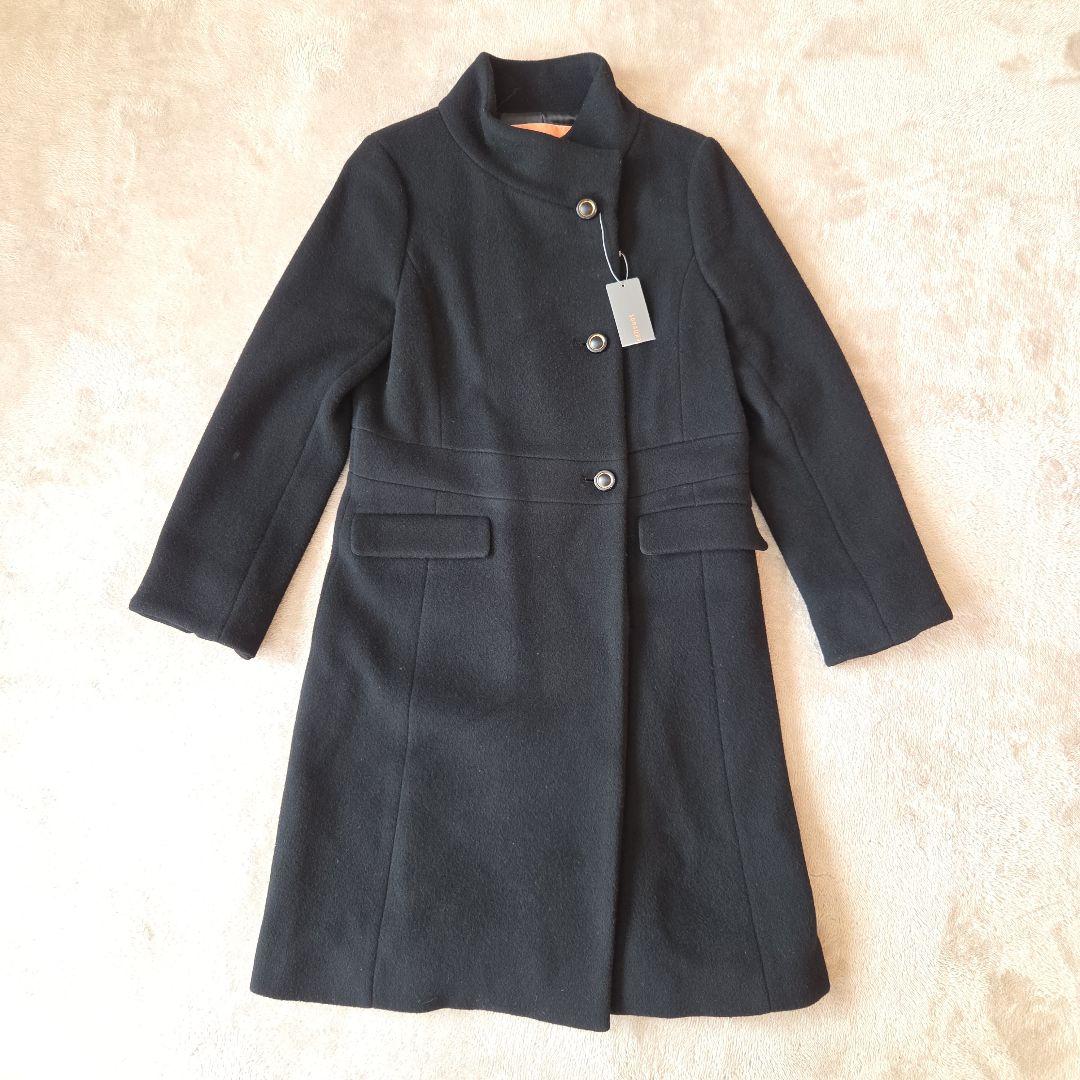 未使用！SunaUna スーナウーナ スタンドカラーロングコートウール100%