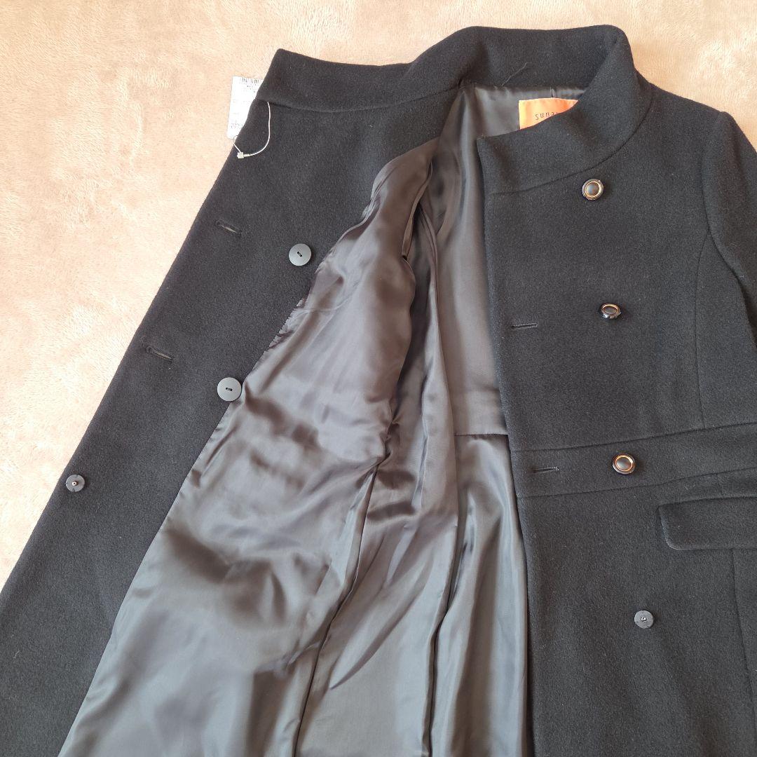 未使用！SunaUna スーナウーナ スタンドカラーロングコートウール100%