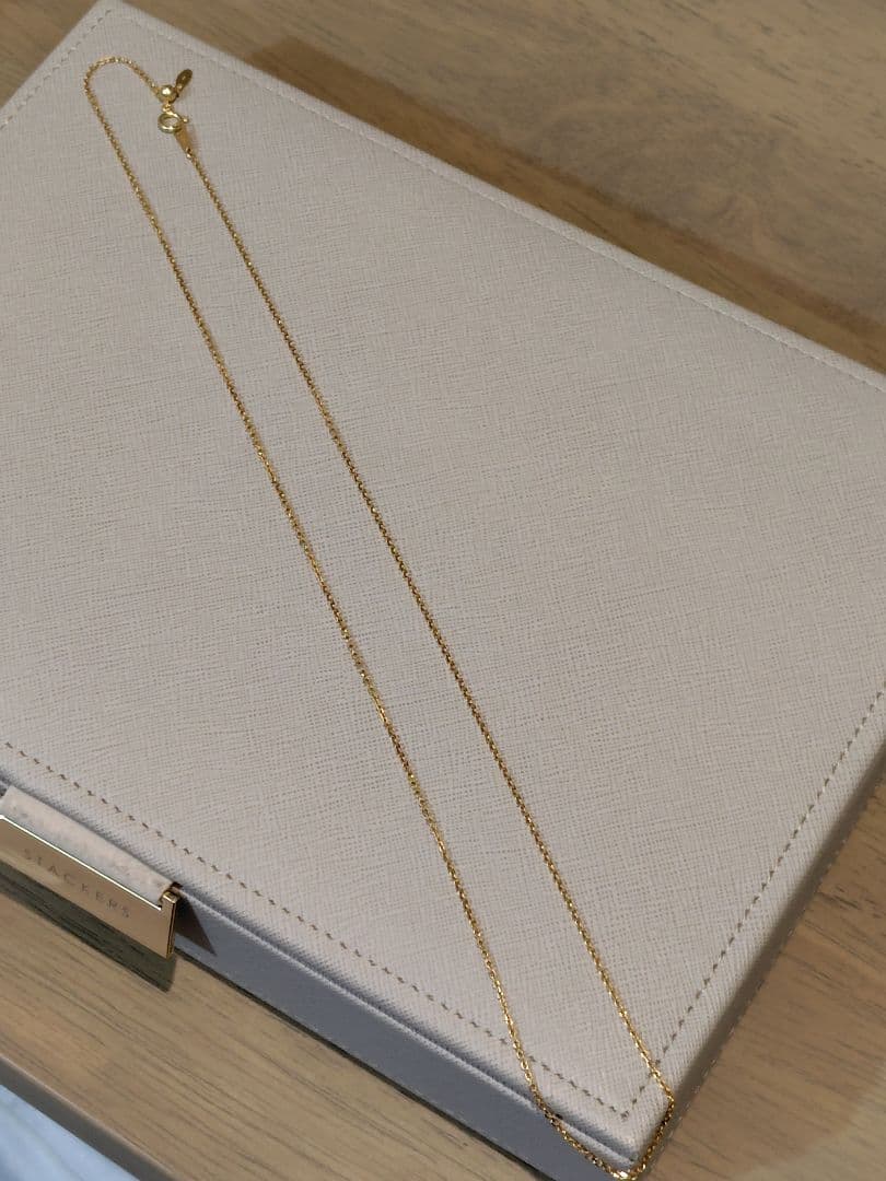 木谷貴金属 K18YG 小豆幅1.4mm 60cm スライドネックレス