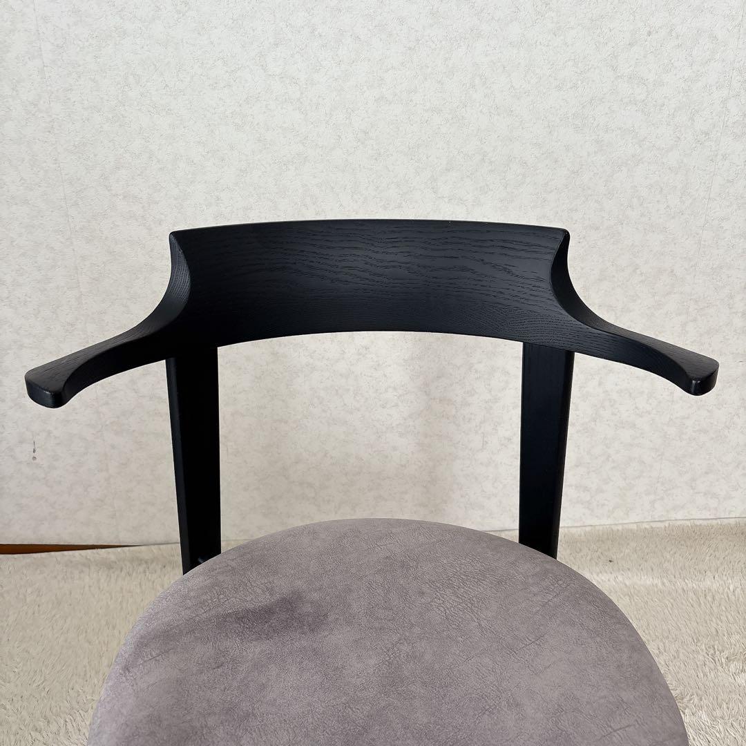 イバタ インテリア】セミアームチェア ブラック グレー スタッキング 2脚