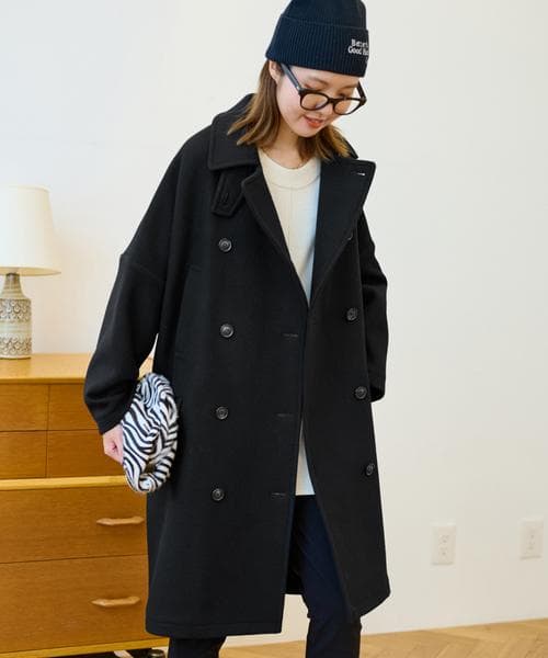 Mayuko✴︎FRAMeWORK ロング Pコート　36　ネイビー