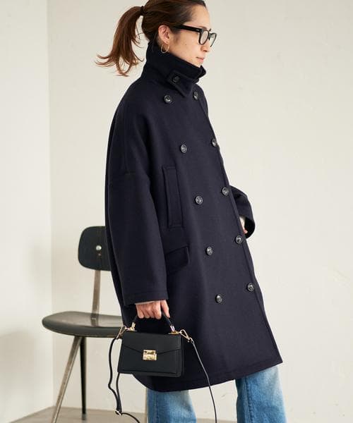 Mayuko✴︎FRAMeWORK ロング Pコート　36　ネイビー