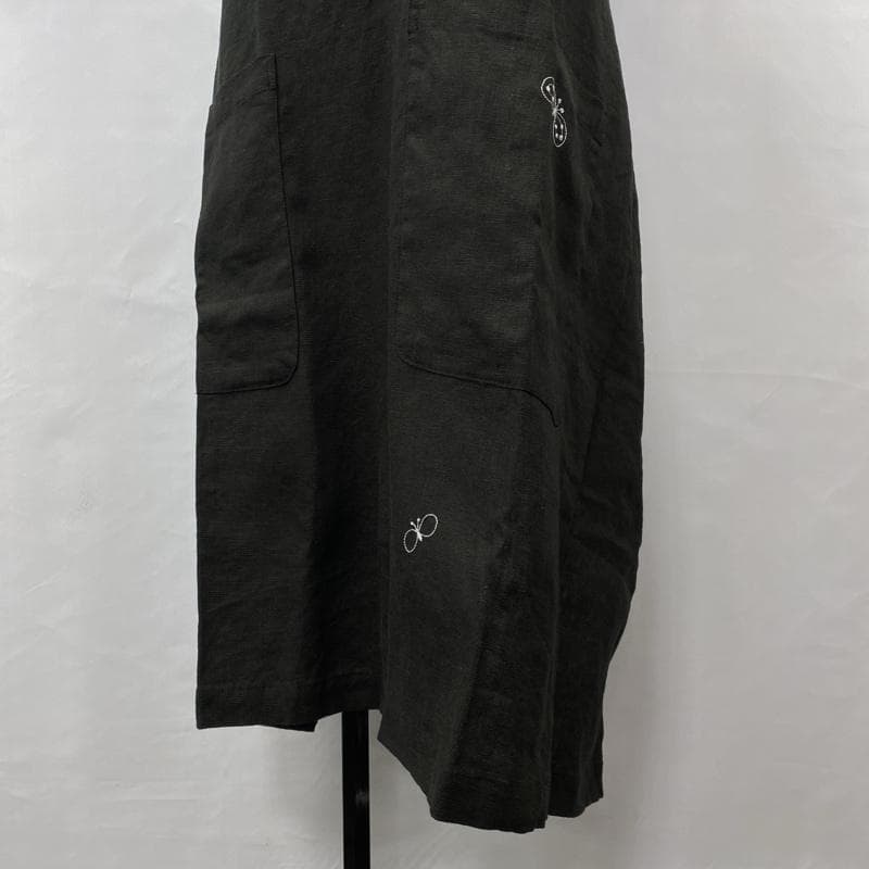 ミナペルホネン/リネンエプロン/チョウチョ/xs7981/ブラック