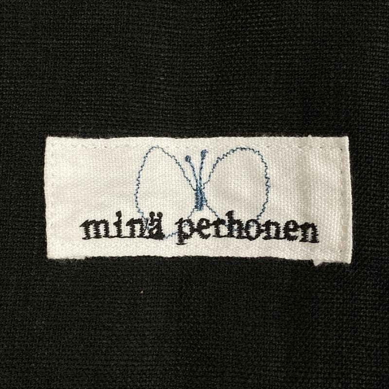 ミナペルホネン/リネンエプロン/チョウチョ/xs7981/ブラック