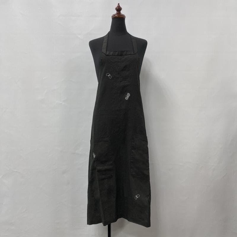 ミナペルホネン/リネンエプロン/チョウチョ/xs7981/ブラック