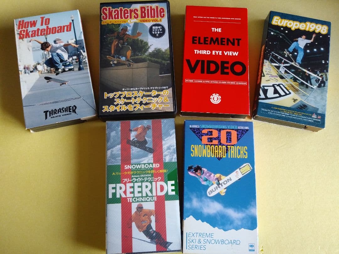 スノーボード、スケートボードのVHSテープ