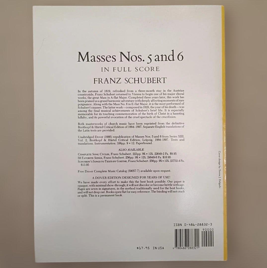 【大型スコア】シューベルト：ミサ曲第5番・ミサ曲第6番 フルスコア