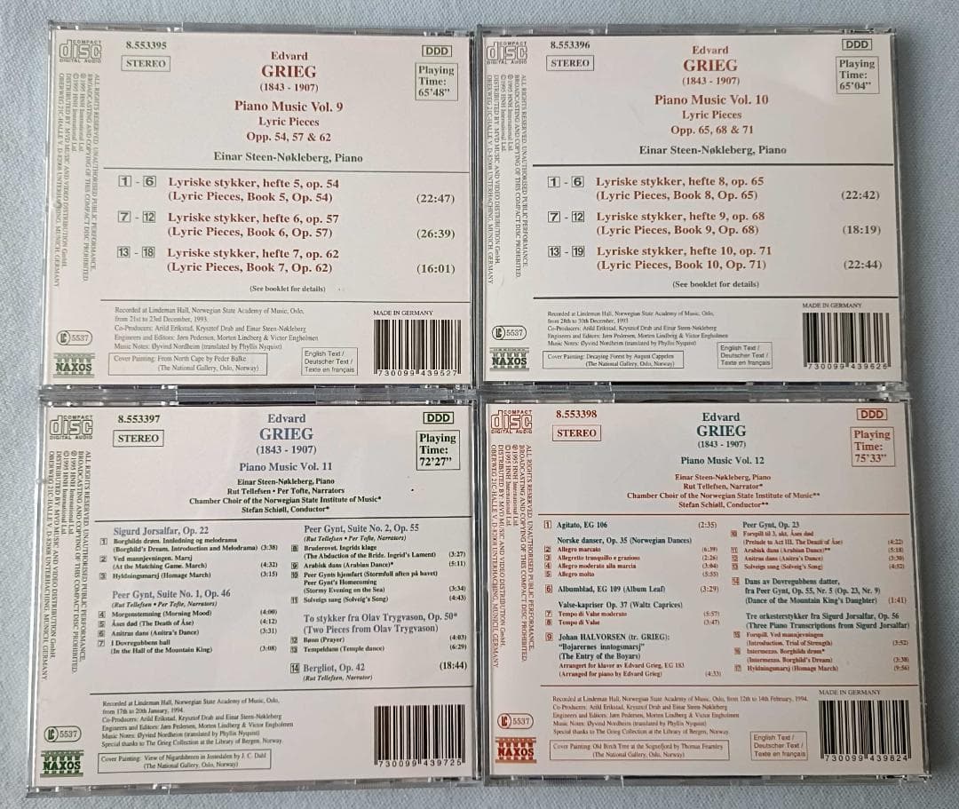 グリーグ：ピアノ独奏曲全集 アイナル=ステーン・ノックレベルグ 14枚組
