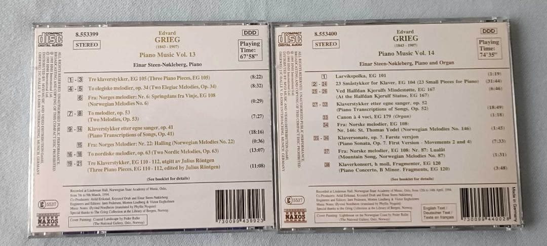 グリーグ：ピアノ独奏曲全集 アイナル=ステーン・ノックレベルグ 14枚組