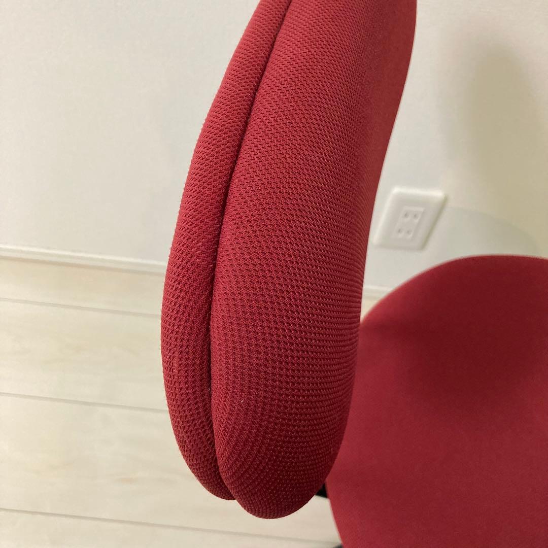 無印良品　ワーキングチェア・ガススプリング昇降式（赤）