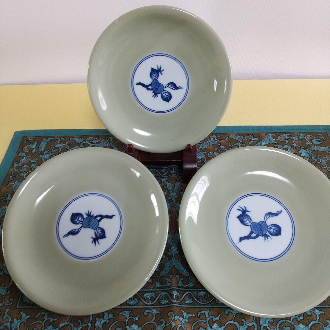 ほんまる⭐️青磁木ノ葉文のサラダ皿①&ソーサー③