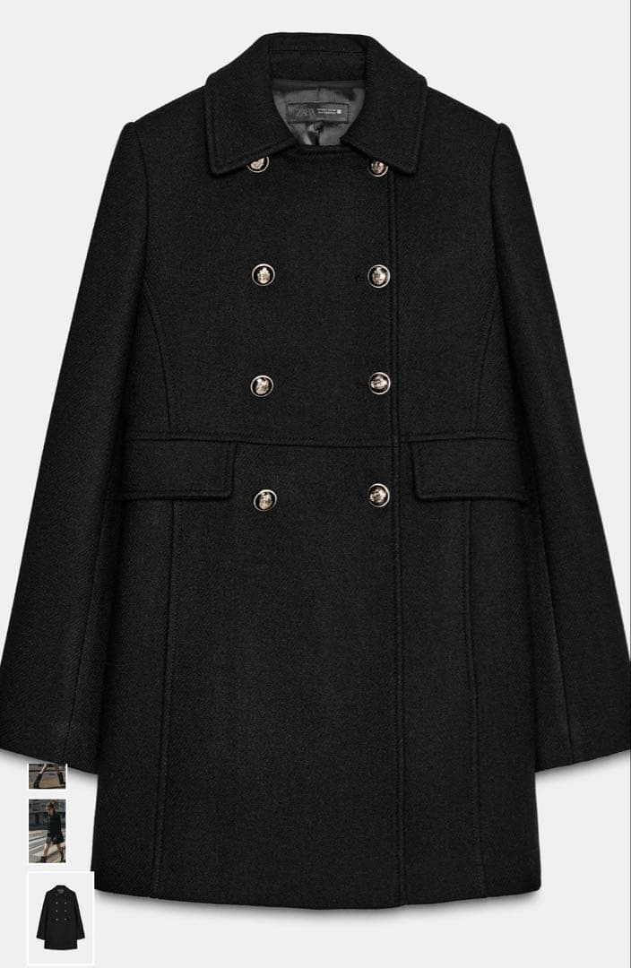 ZARA ウール混紡ショート丈ダブルブレストコート L