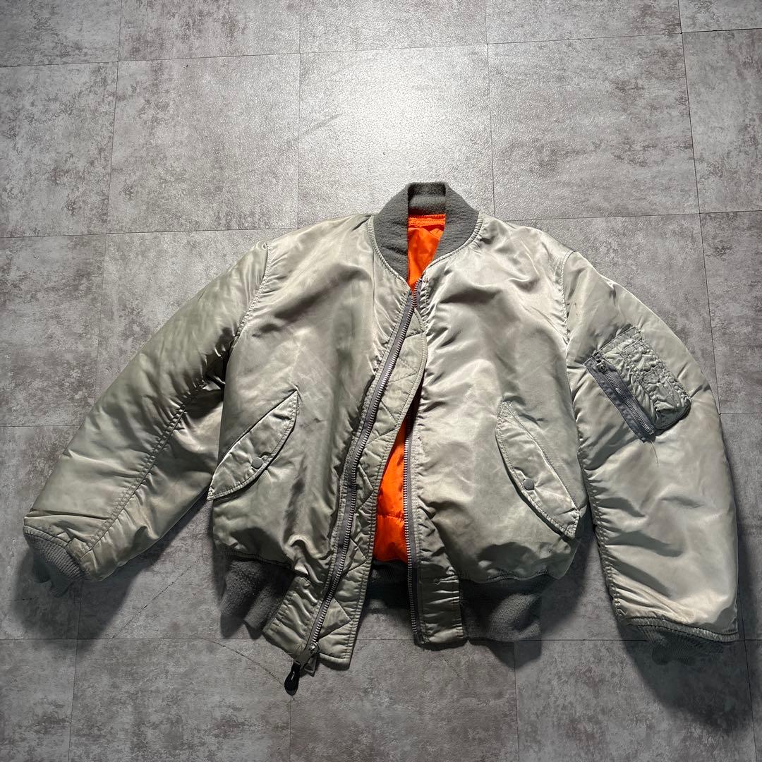 希少色　80s alpha シルバー　リバーシブル　ma-1 短丈　USA製