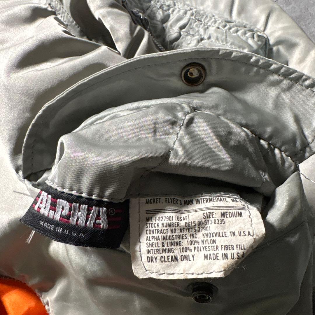 希少色　80s alpha シルバー　リバーシブル　ma-1 短丈　USA製