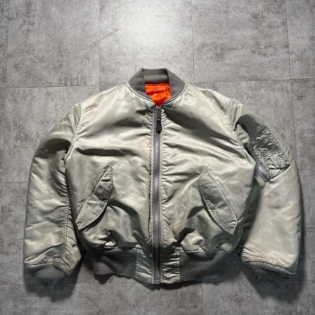 希少色　80s alpha シルバー　リバーシブル　ma-1 短丈　USA製