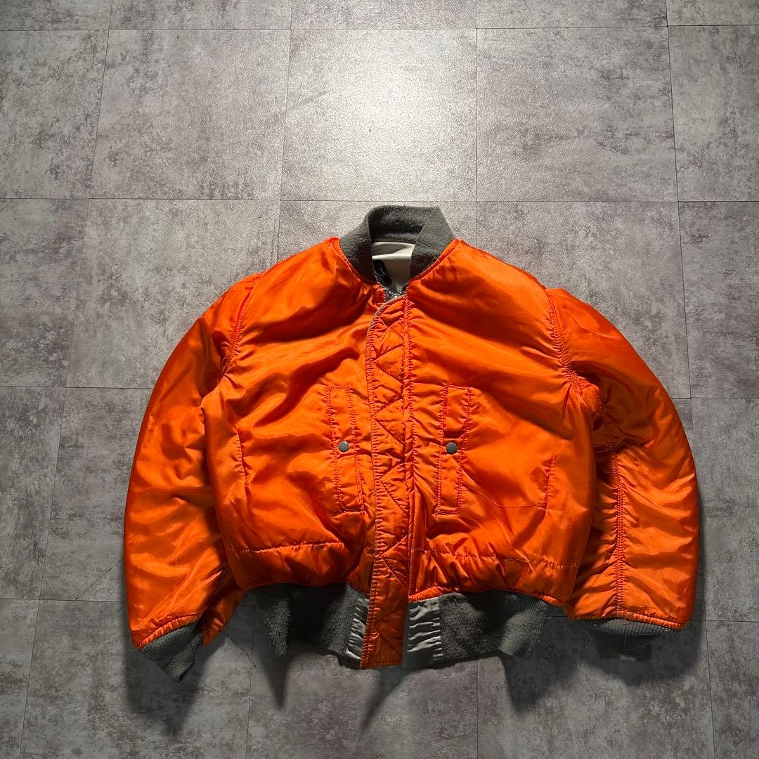 希少色　80s alpha シルバー　リバーシブル　ma-1 短丈　USA製