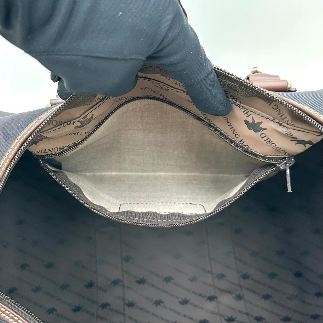 HUNTING WORLD 旅行用バッグ ボストンバッグ キャンバス レザー 黒