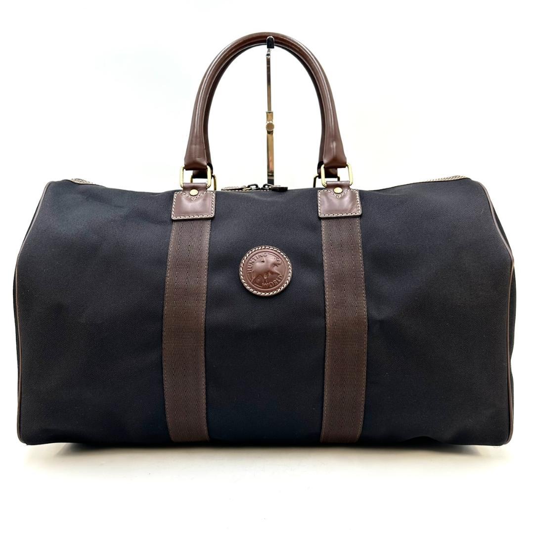 HUNTING WORLD 旅行用バッグ ボストンバッグ キャンバス レザー 黒