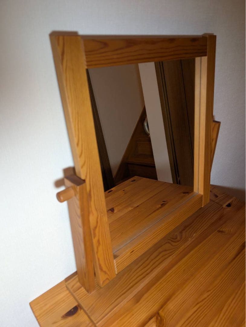 ■送料込■無印良品 ドレッサー パイン材 デスク コスメ台 化粧 鏡 卓上ミラー