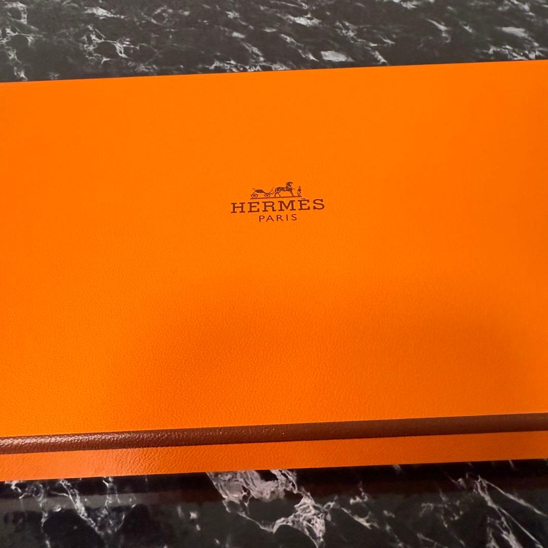 HERMES エルメス 花柄 オレンジ ネクタイ 外箱 ショッパー リボン付き