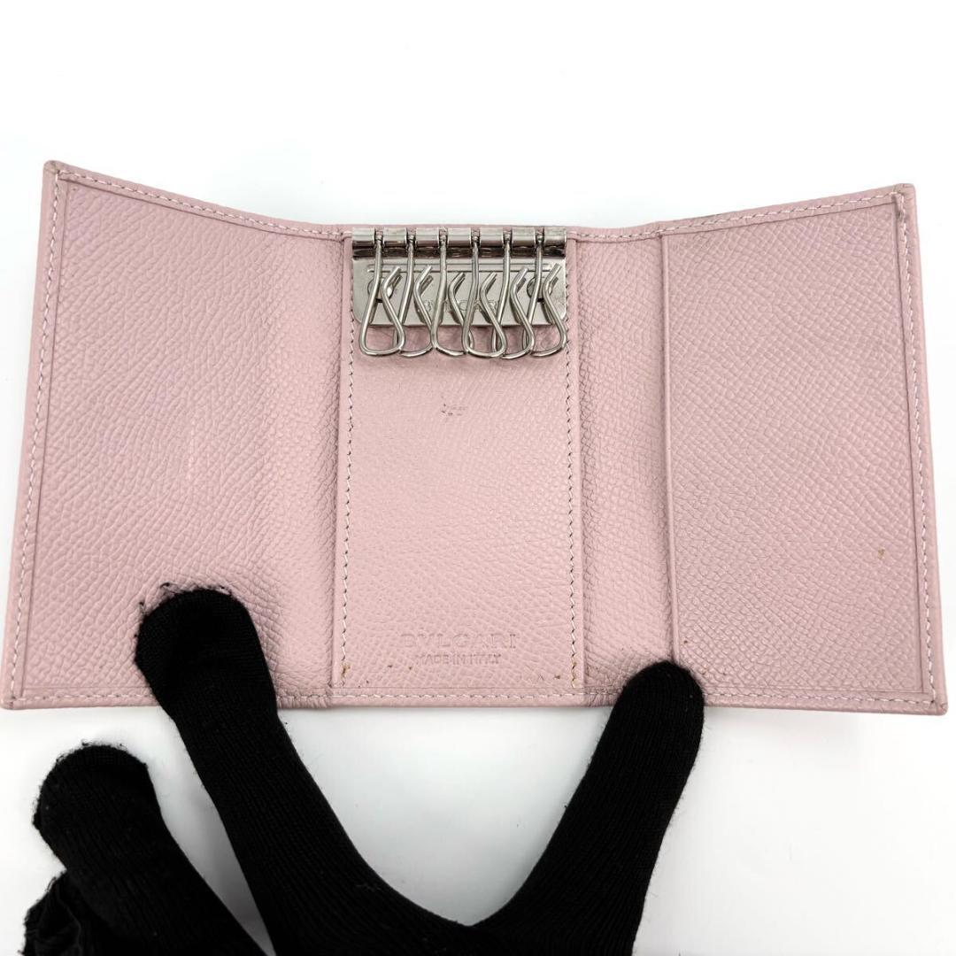 良品 BVLGARI ブルガリ キーケース 6連 レザー