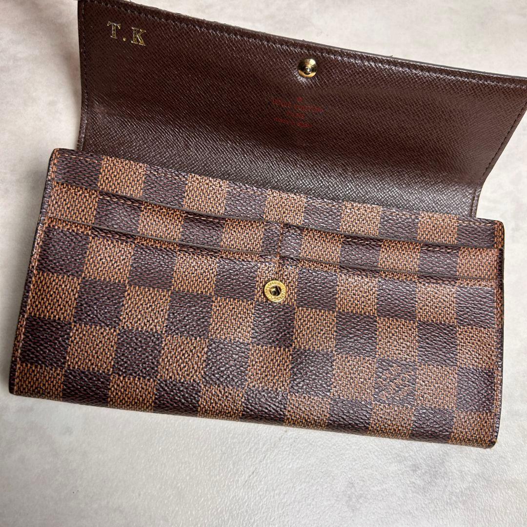 【美品】ルイ ヴィトン ダミエ ポルトフォイユ サラ イニシャルあり長財布