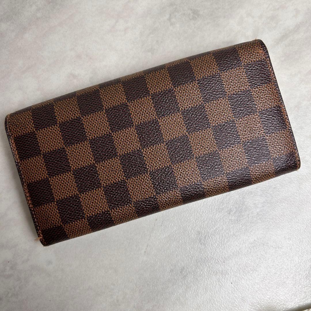 【美品】ルイ ヴィトン ダミエ ポルトフォイユ サラ イニシャルあり長財布