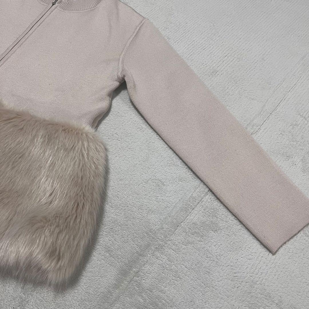 CELFORD　エコファーコンビニットジャケット　S　ノーカラー　ベージュ