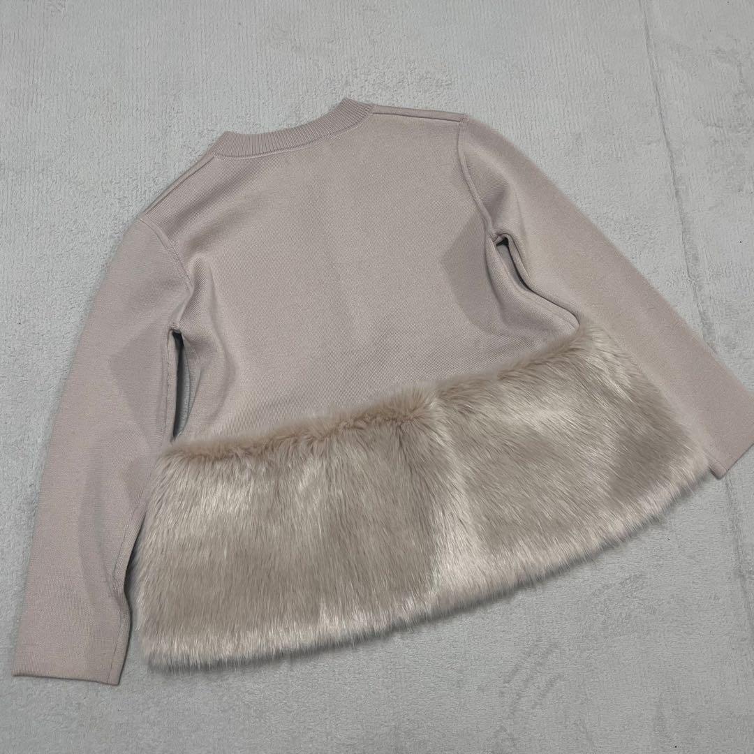 CELFORD　エコファーコンビニットジャケット　S　ノーカラー　ベージュ