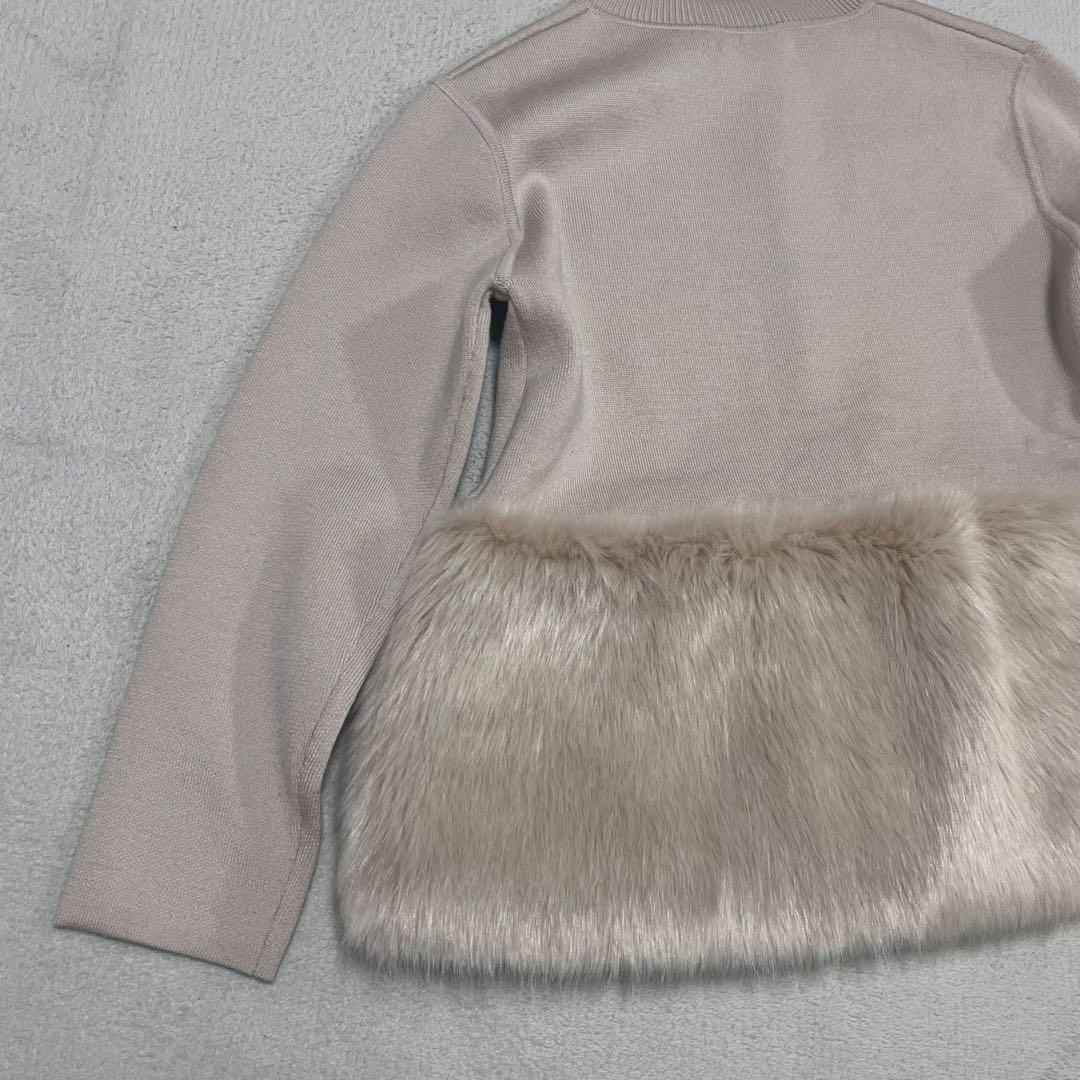 CELFORD　エコファーコンビニットジャケット　S　ノーカラー　ベージュ