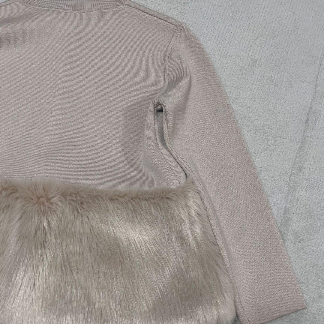 CELFORD　エコファーコンビニットジャケット　S　ノーカラー　ベージュ