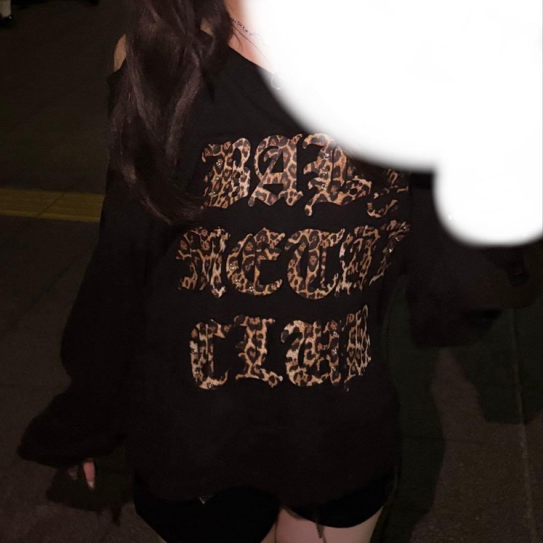 babylclub Leopard logo string tee 黒