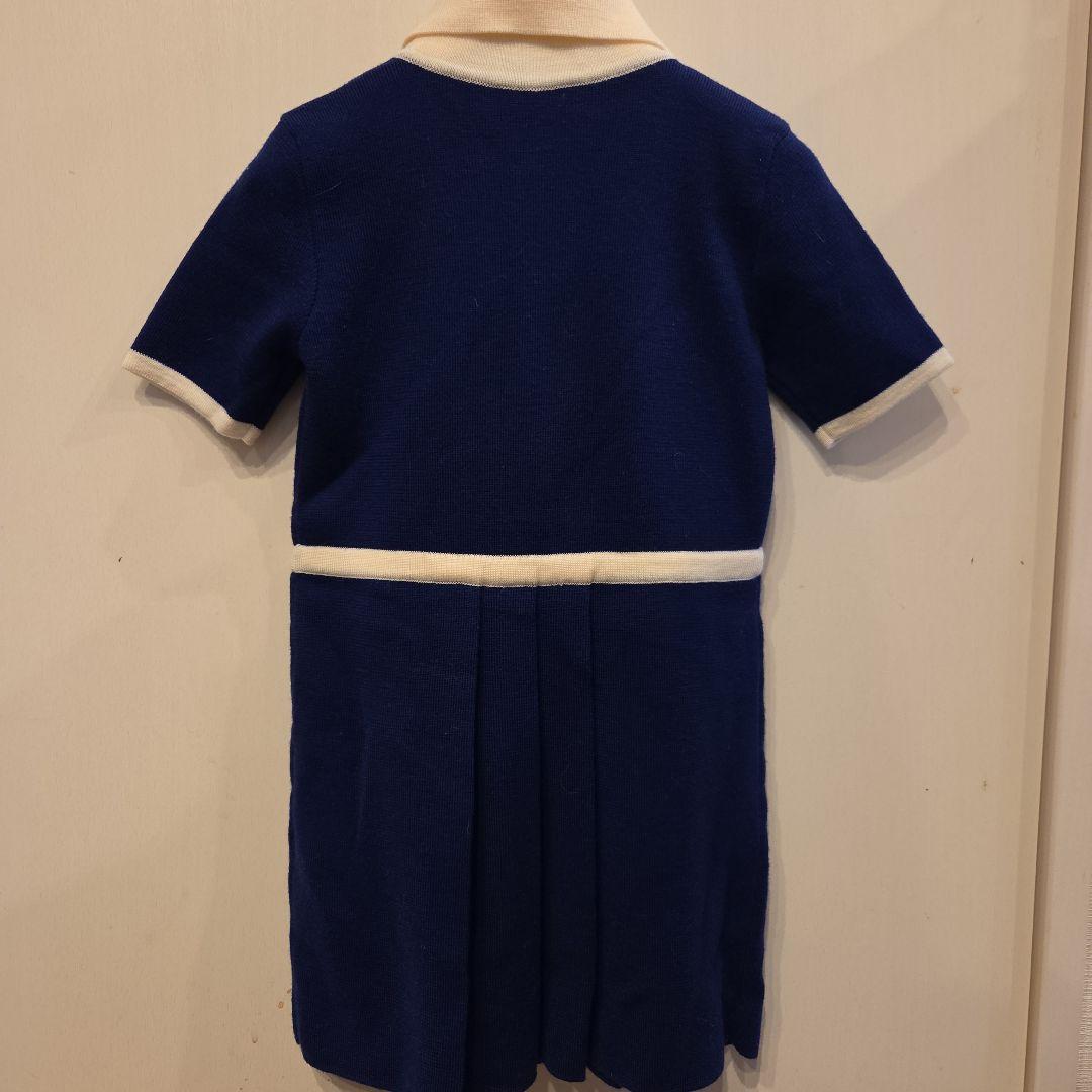 セール！GUCCI ネイビー 半袖ニットワンピース 猫刺繍100 36m