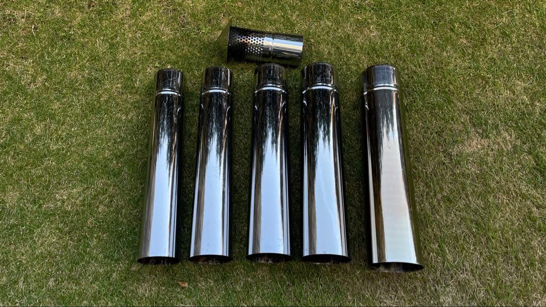 新保製作所・アウトドア専用マトリョーシカ煙突（径１０６mm）＋笠+ガイドリング