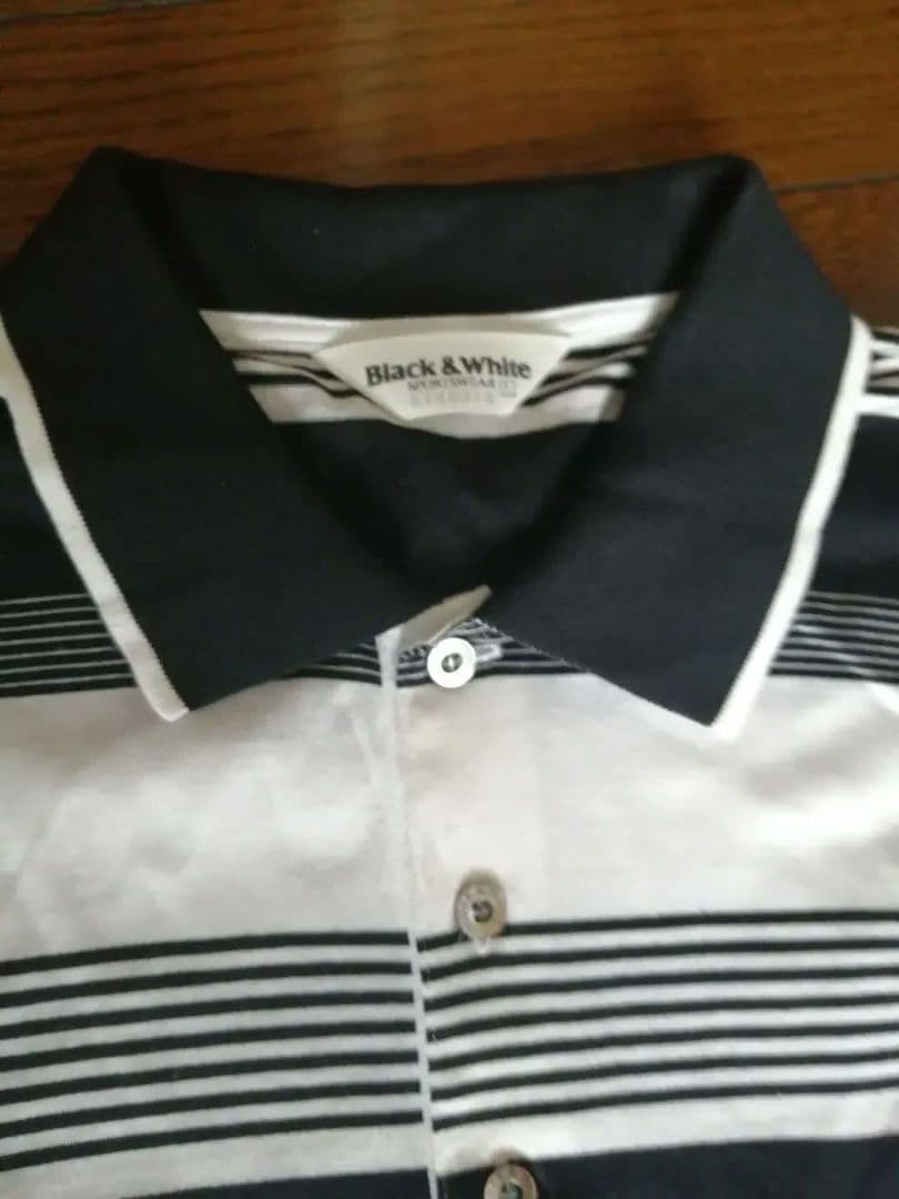 Black & White ストライプ ポロシャツ