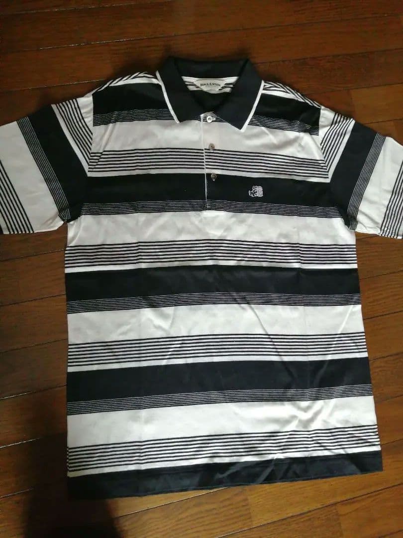 Black & White ストライプ ポロシャツ