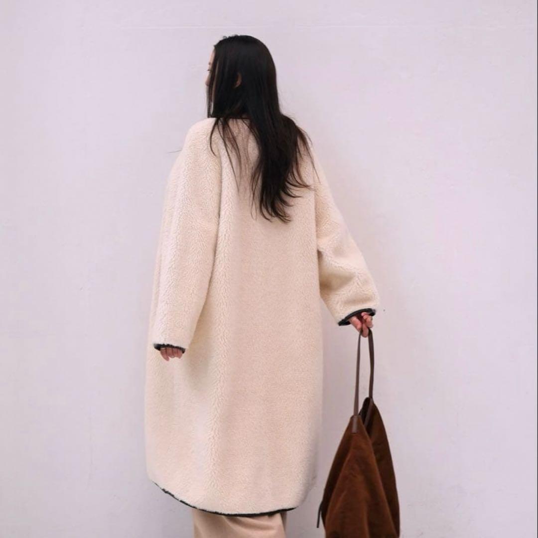 美品☆akte アクテ☆ロングボアコート　アイボリー