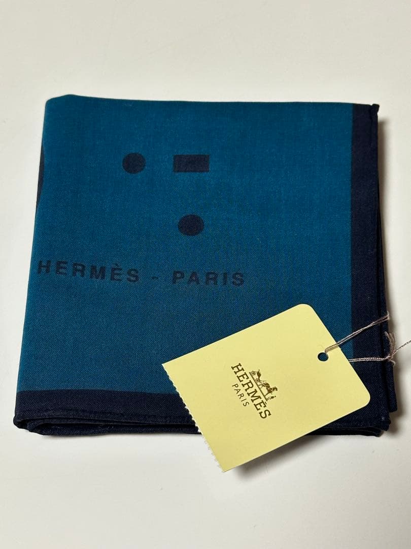 新品タグ付き HERMES 自転車デザイン ハンカチ 箱 ショッパー袋 リボン付