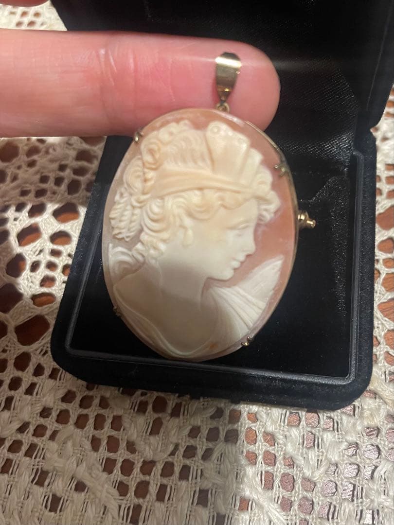 カメオ　10K枠　ブローチ　ペンダント　2way仕様　未使用