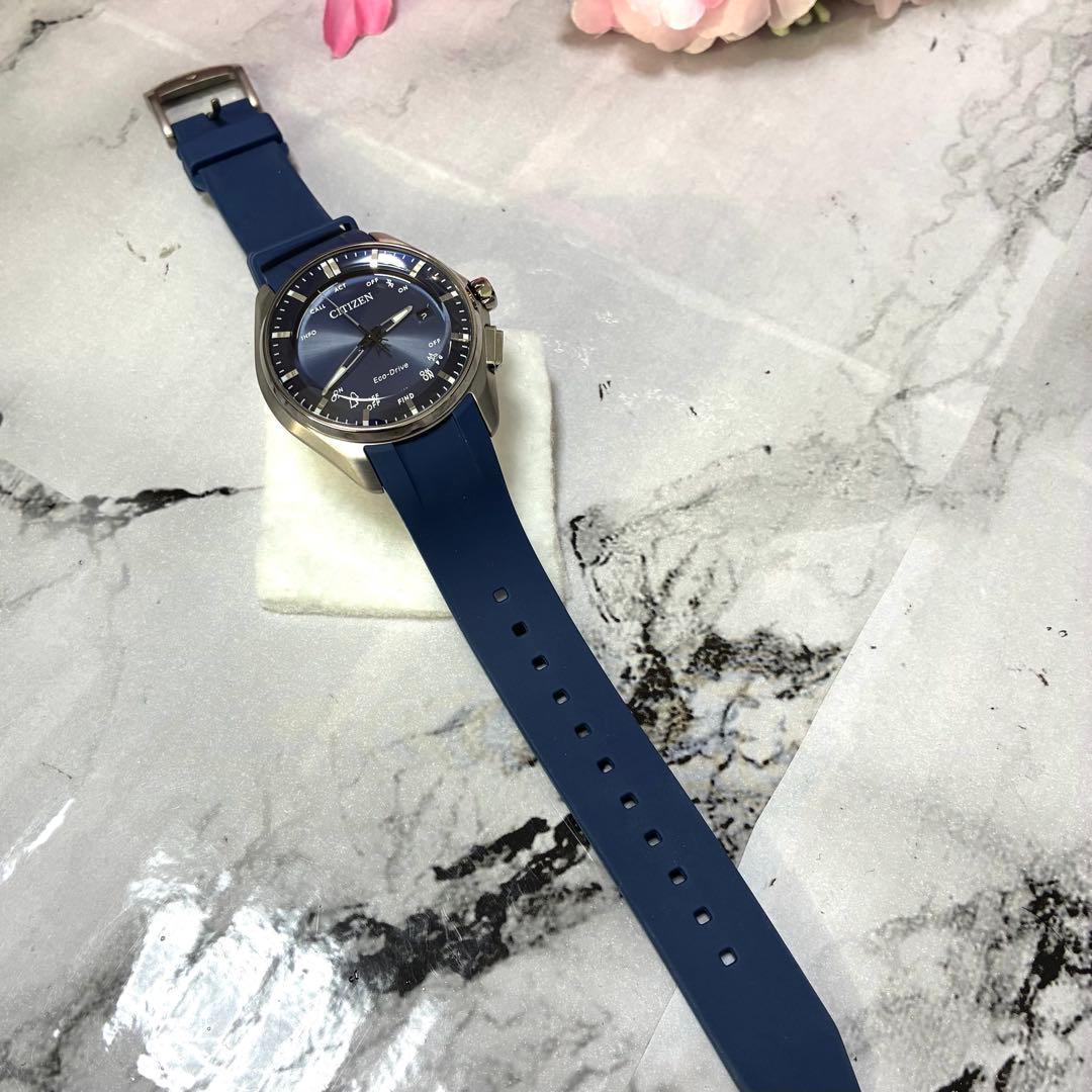 【美品】シチズン 腕時計 Bluetooth ソーラー W410 ネイビー
