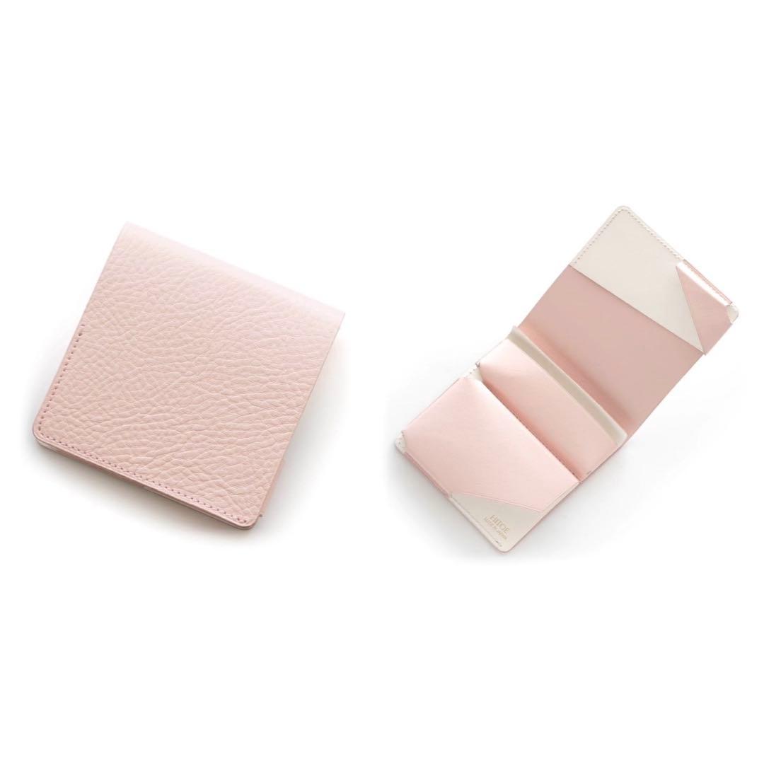 【美品】SYRINX Hitoe Fold Aria 折り財布 ピンク レザー