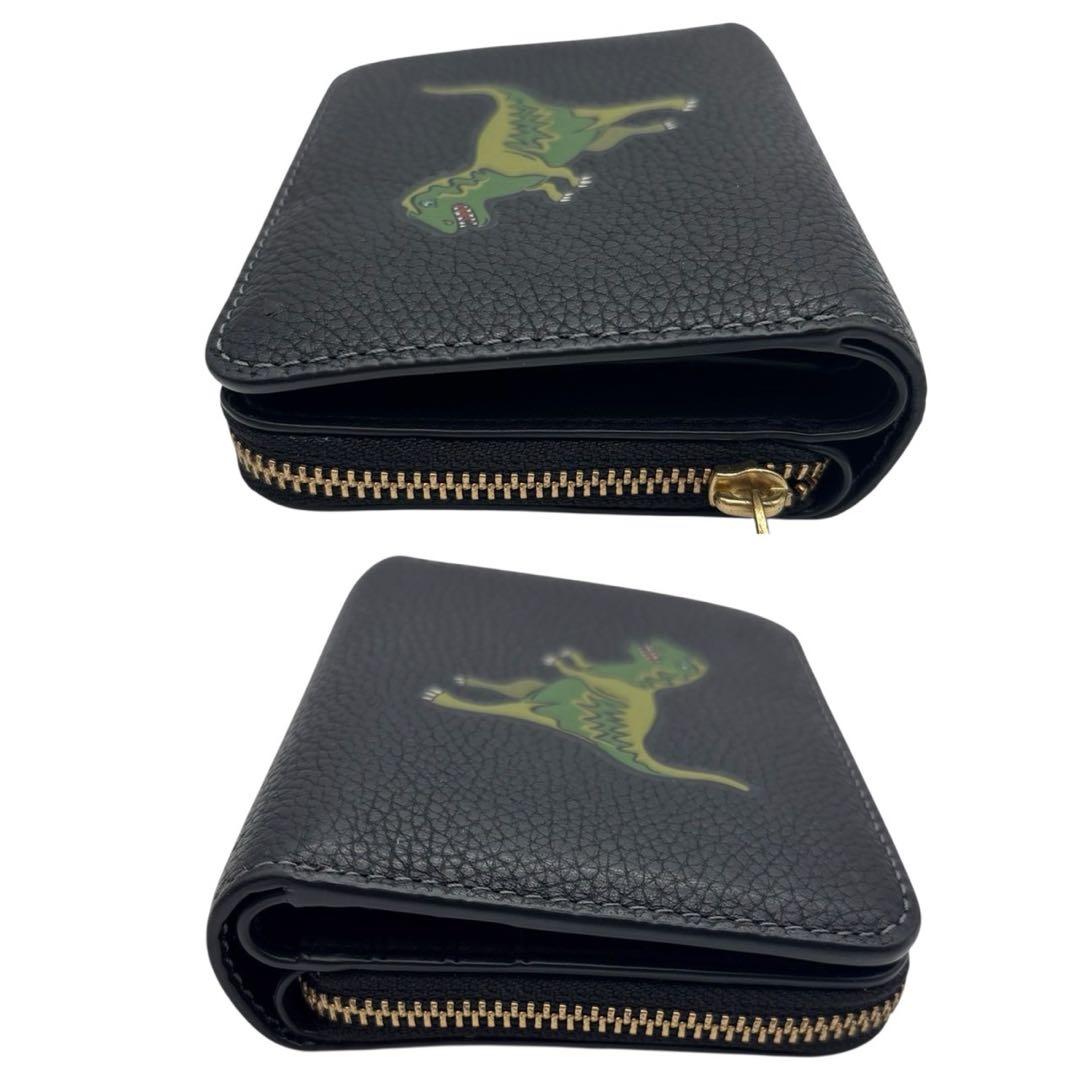 美品◎ YKK刻印あり◎ コーチ レキシー 折り財布 ラウンドジップ 黒 シボ革