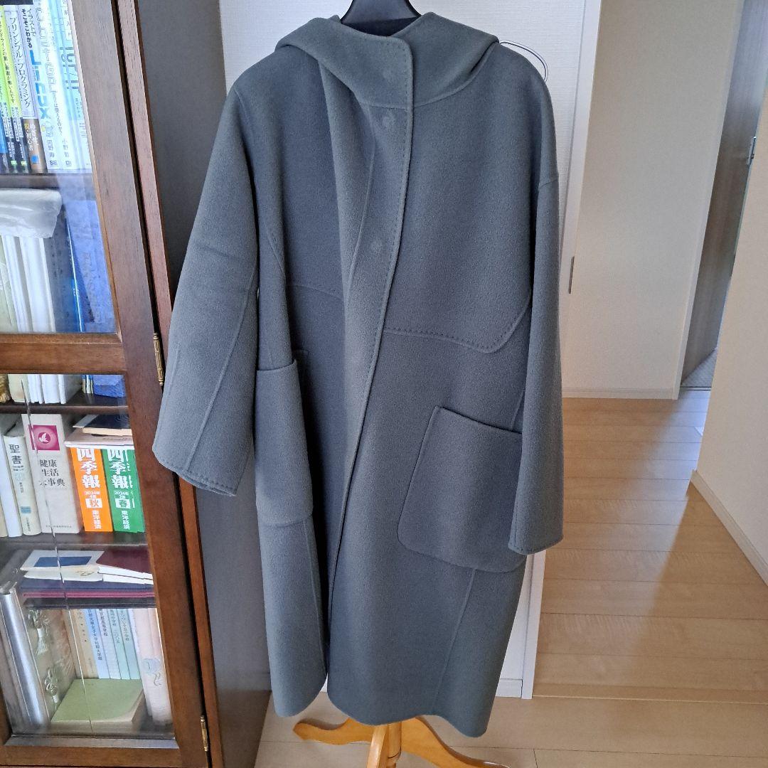 カシミア混ウールリバー・リバーフードコート